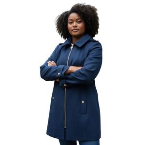 Michael Michael Kors blue Hooded zipper wool coat trench peacoat size 1X aviator